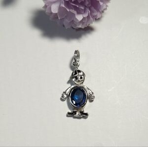 Sterling Silver Birthstone September Blue Sapphire Boy Charm or Pendant Gift